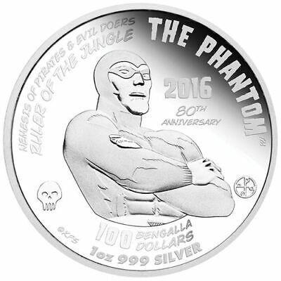 2016 The Phantom 80th Anniversary 1oz Silver Proof Medallion Captain’s Chest Bullion