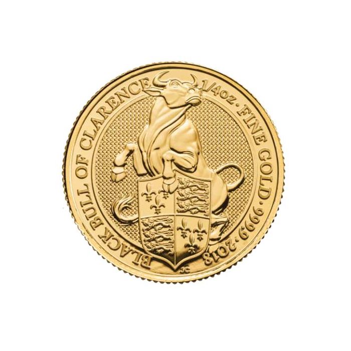 2018 1/4 oz Britain The Queen's Beasts - The Black Bull of Clarence .9999 Gold Coin Captain’s Chest Bullion