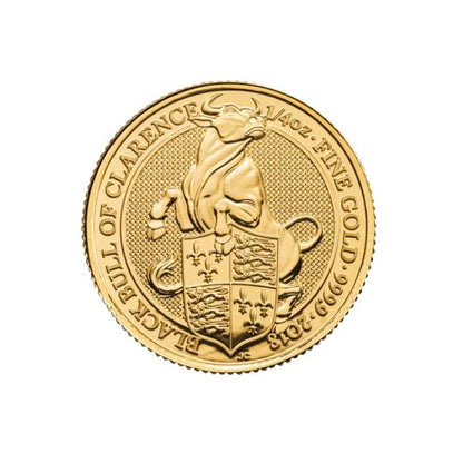 2018 1/4 oz Britain The Queen's Beasts - The Black Bull of Clarence .9999 Gold Coin Captain’s Chest Bullion