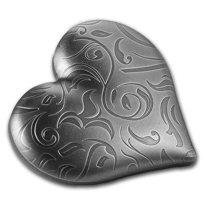2018 Palau 1 oz Silver Antique Finish Heart Shaped Coin