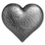 2018 Palau 1 oz Silver Antique Finish Heart Shaped Coin