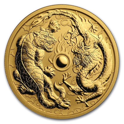 2019 1 oz Australia Dragon & Tiger .9999 Gold Coin BU Captain’s Chest Bullion