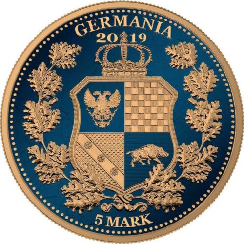 2019 COLUMBIA & GERMANIA DARK BLUE GLIDED 1 OZ Captain’s Chest Bullion