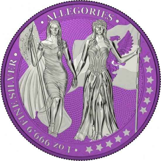 2019 COLUMBIA & GERMANIA- PURPLE 1OZ SILVER COIN Captain’s Chest Bullion