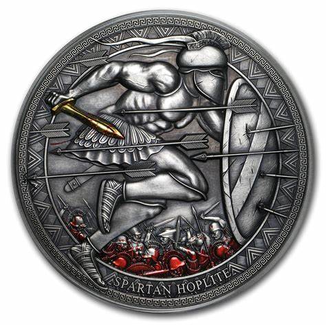 2019 Cameroon 3 oz Silver Legendary Warriors: Spartan Hoplite Captain’s Chest Bullion