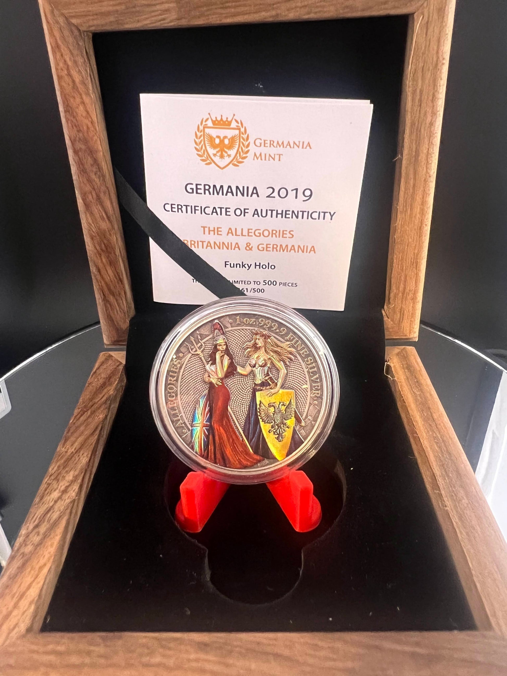 2019 Germania The Allegories Britannia & Germania- Funky Holo Captain’s Chest Bullion