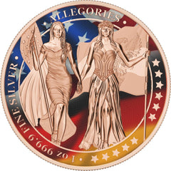 2019 Germania 5 Mark - Columbia & Germania- Flags - 1 Oz Silver Coin