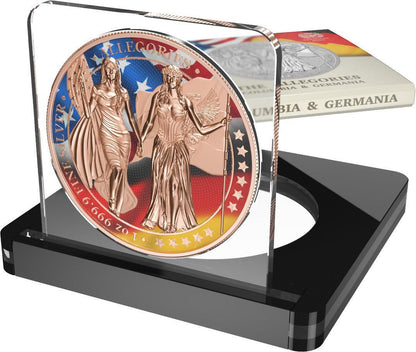 2019 Germany 5 Mark - Columbia & Germany - Flags - 1 Oz Silver Coin Captain’s Chest Bullion