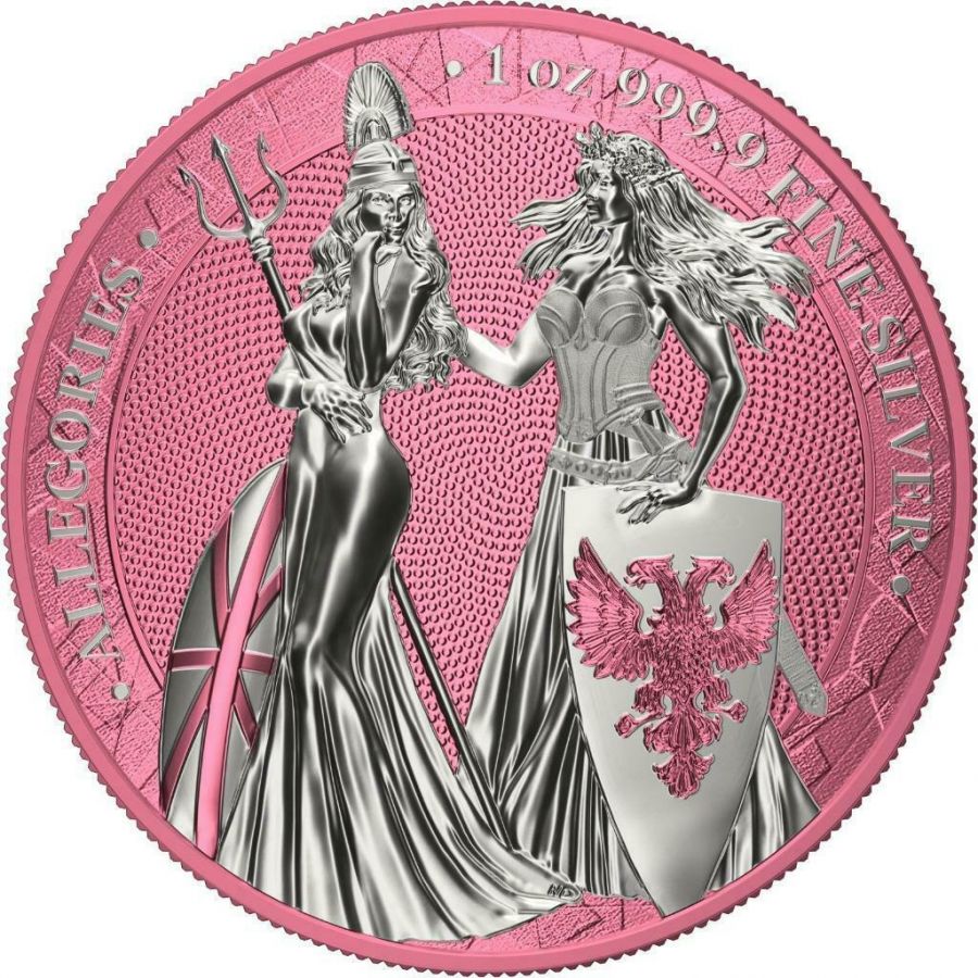 2019 The Allegories Britannia & Germania 2 Oz. Pink Background Captain’s Chest Bullion