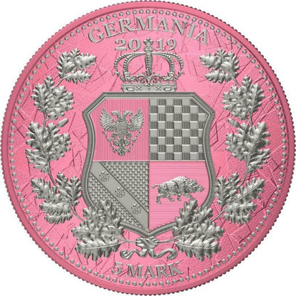 2019 The Allegories Britannia & Germania 2 Oz. Pink Background Captain’s Chest Bullion