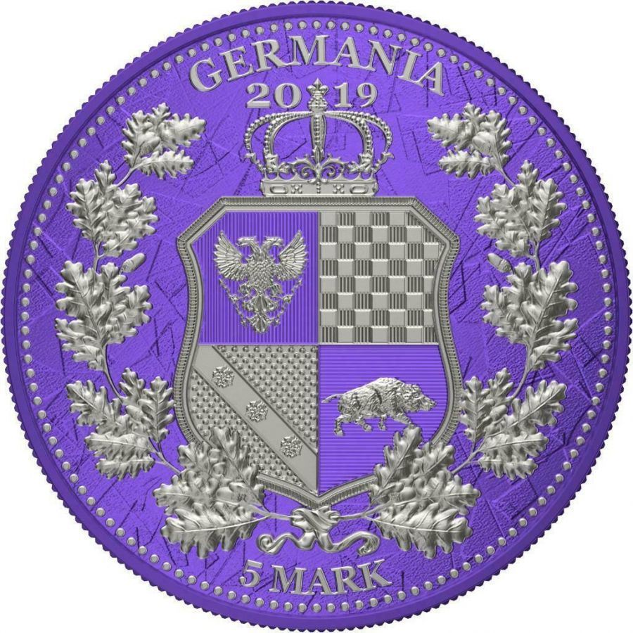 2019 The Allegories Britannia & Germania 2 Oz. Purple Background Captain’s Chest Bullion