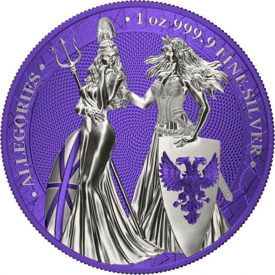 2019 The Allegories Britannia & Germania 2 Oz. Purple Background Captain’s Chest Bullion