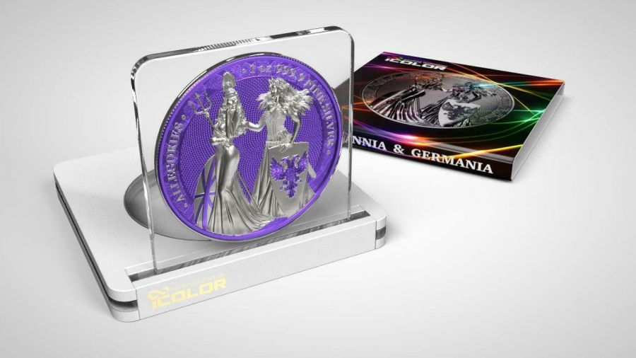 2019 The Allegories Britannia & Germania 2 Oz. Purple Background Captain’s Chest Bullion