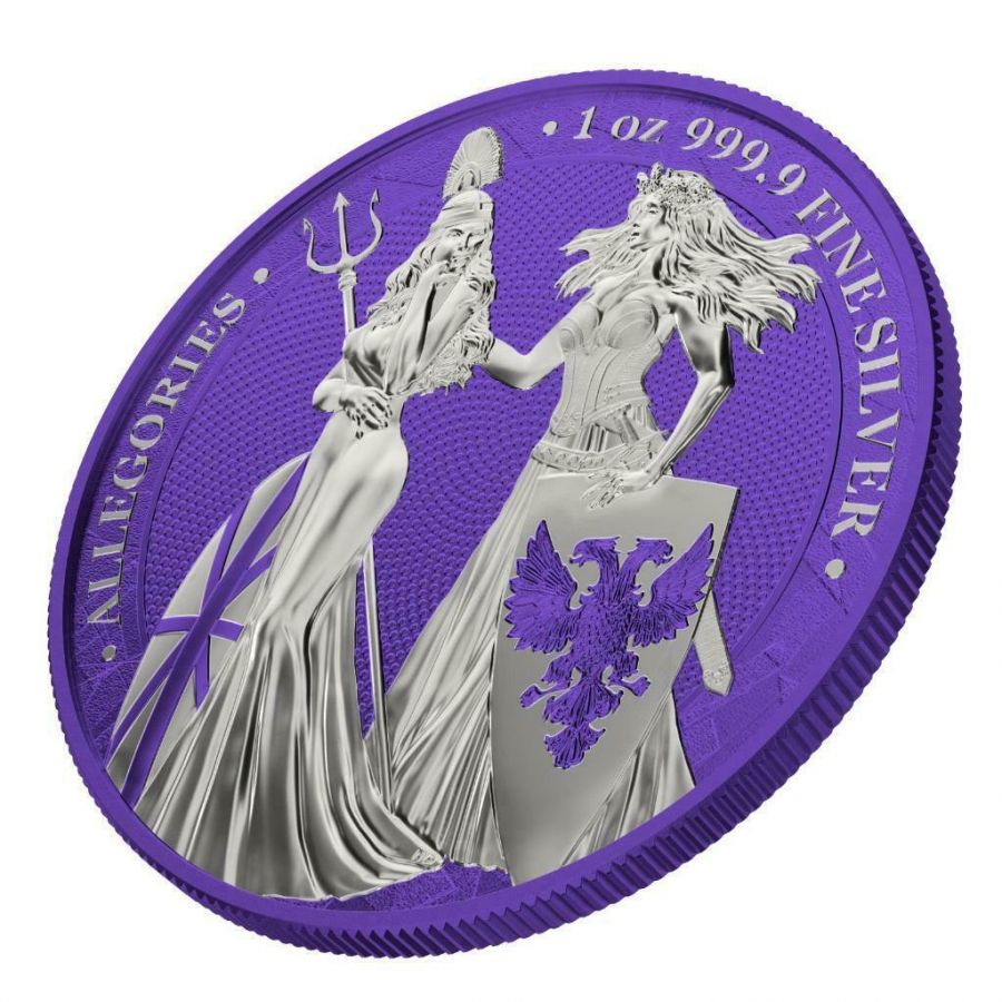 2019 The Allegories Britannia & Germania 2 Oz. Purple Background Captain’s Chest Bullion