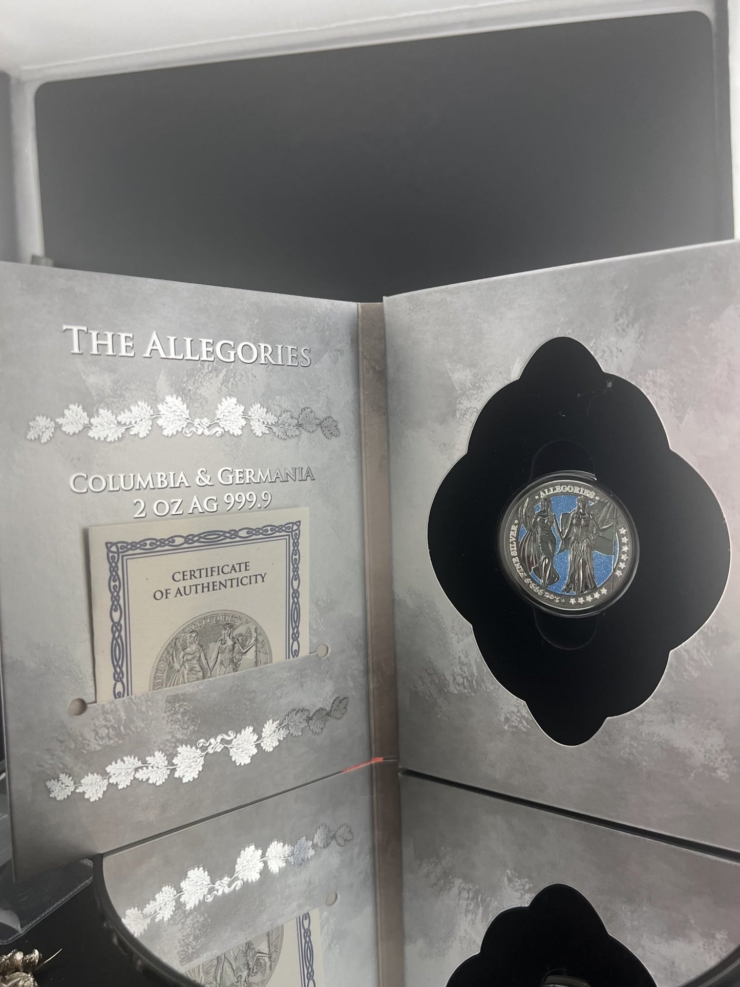 2019 The Allegories Britannia Germania  2 Oz. Silver & Light Blue Diamonds Captain’s Chest Bullion