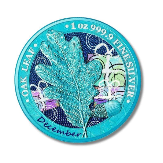 2019 Germania Oak Leaf December Coin – part of the 12 Months Series, featuring a unique and detailed interpretation of the Oak Leaf design for December.