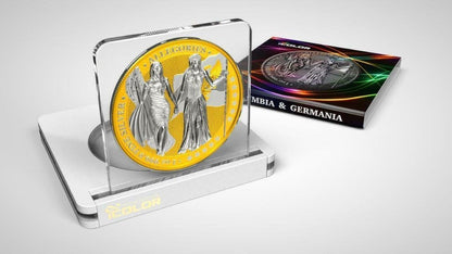 Germania 2019 5 Mark Columbia and Germania iColor Yellow 1 Oz Silver Coin
