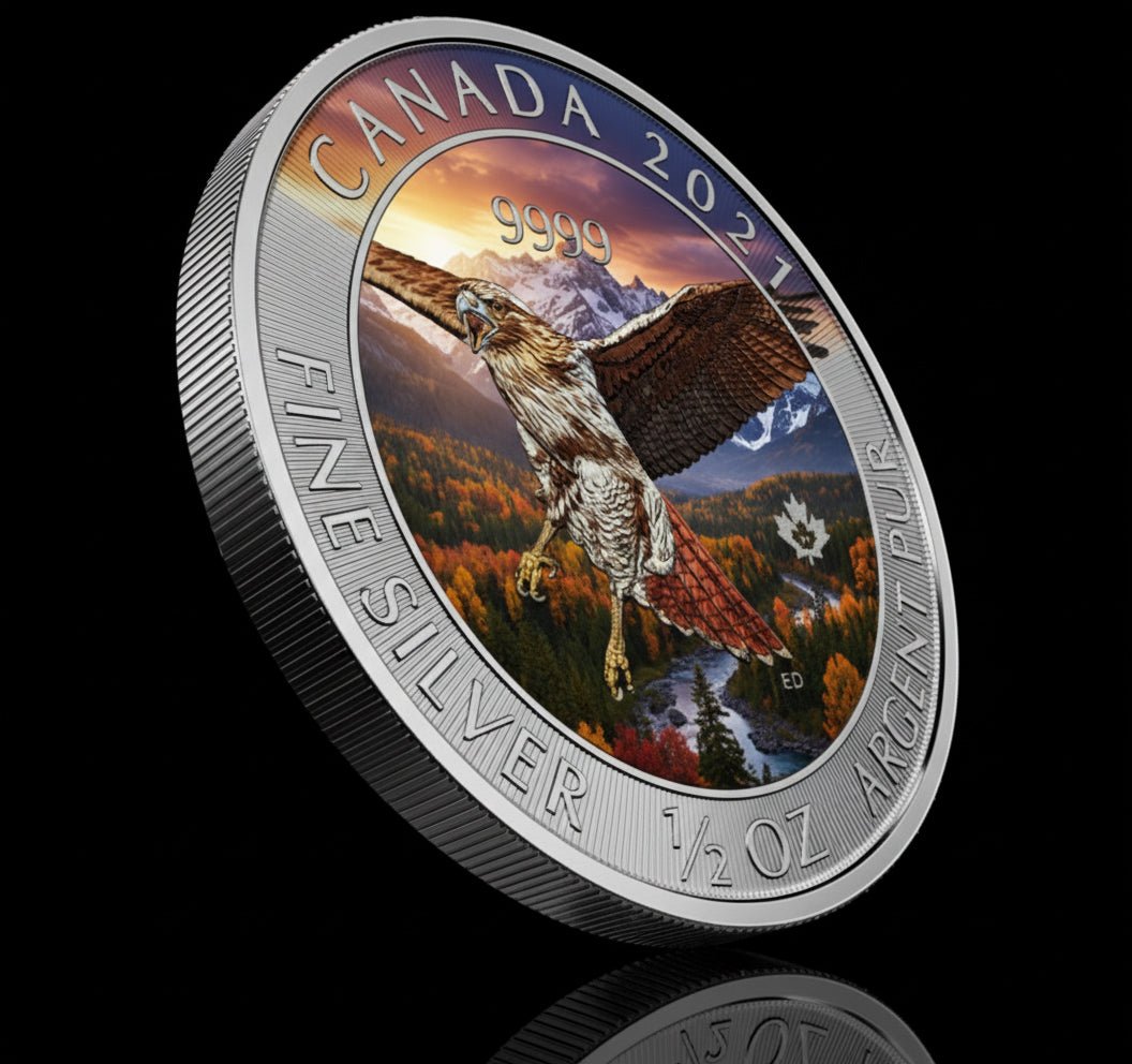 2020 Canada Red - Tailed Hawk 1/2oz .9999 Colorized Coin - Captain’s Chest Bullion