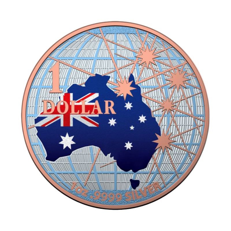 2020 Australia "Beneath the Southern Skies - The Flag" 1 Oz Silver Coin featuring the Australian flag design.