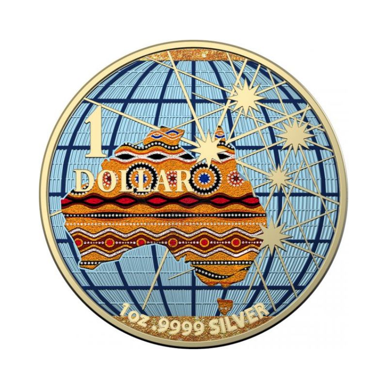 2020 Australia Beneath the Southern Skies Ornament 1 Oz Silver Coin featuring intricate ornamentation.