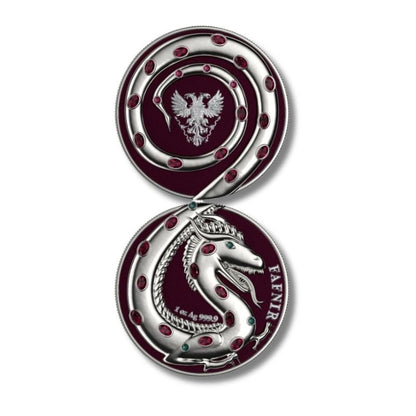 2020 Germania 2 x 5 Mark Fafnir Set – Silver Gloss and Silver Matt – Two 1 oz Silver Coins with contrasting finishes.