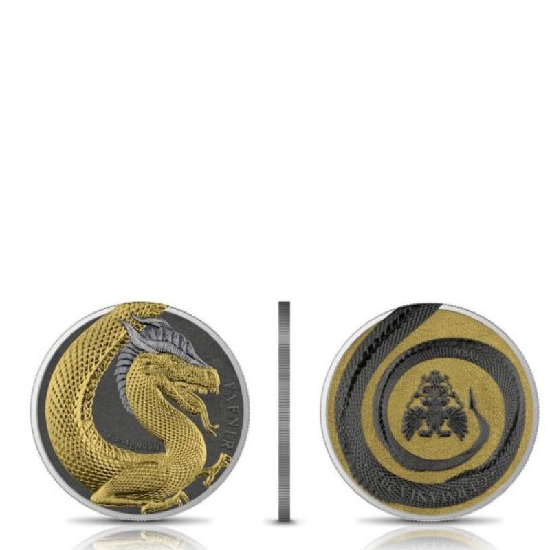 2020 Germania Fafnir Geminus Set – Two 1 oz Silver Coins with double-sided dragon designs.