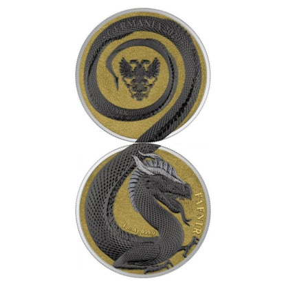 2020 Germania Fafnir Geminus Set – Two 1 oz Silver Coins with double-sided dragon designs.