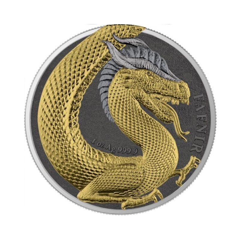 2020 Germania Fafnir Geminus Set – Two 1 oz Silver Coins with double-sided dragon designs.