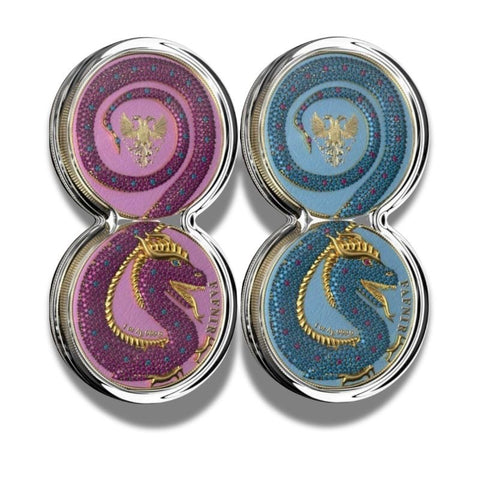 2020 Germania Fafnir Set Pink Blue Crystals- 2 1 Oz Silver Coins