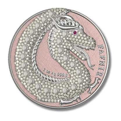 2020 Germania Fafnir Set №1 Big Dots - 2 x 1 oz Silver Coins with striking dragon designs and Big Dots pattern.