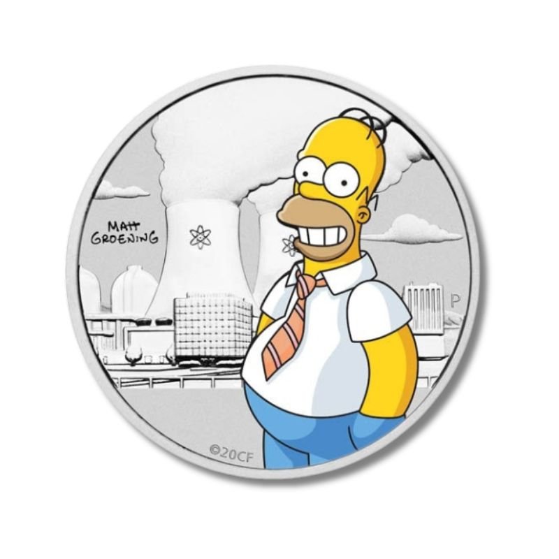 2020 Tuvalu Homer Simpson .5oz Silver Colorized Coin NGC MS 70