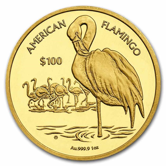 2021 1 oz British Virgin Islands Flamingo .9999 Gold BU Coin Captain’s Chest Bullion