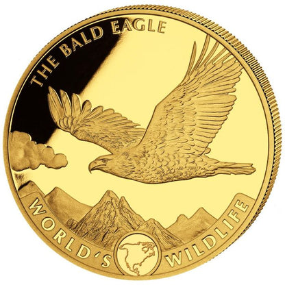 2021 1 oz Congo World's Wildlife - Bald Eagle .9999 Gold BU Coin Captain’s Chest Bullion