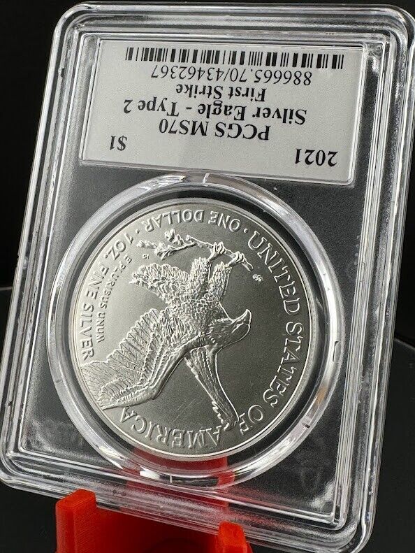 2021 American Silver Eagle Type 2 First Strike PCGS MS-70 Captain’s Chest Bullion