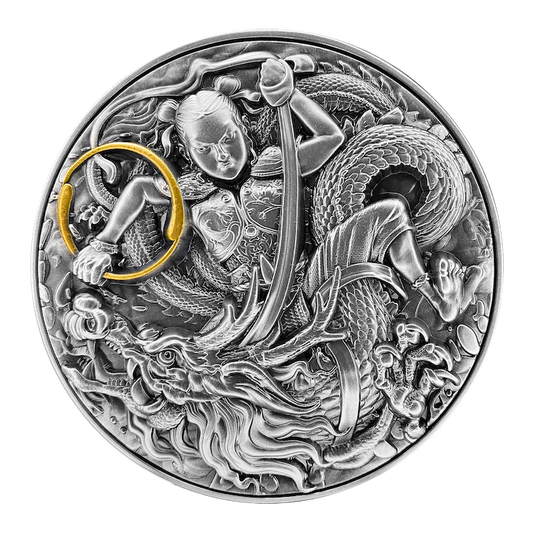 2021 Niue NE ZHA KILLS THE DRAGON KING’S SON 2 oz silver Coin
