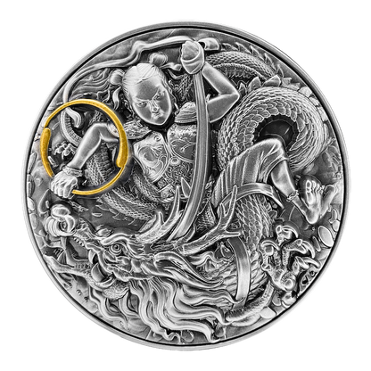 2021 Niue NE ZHA KILLS THE DRAGON KING’S SON 2 oz silver Coin