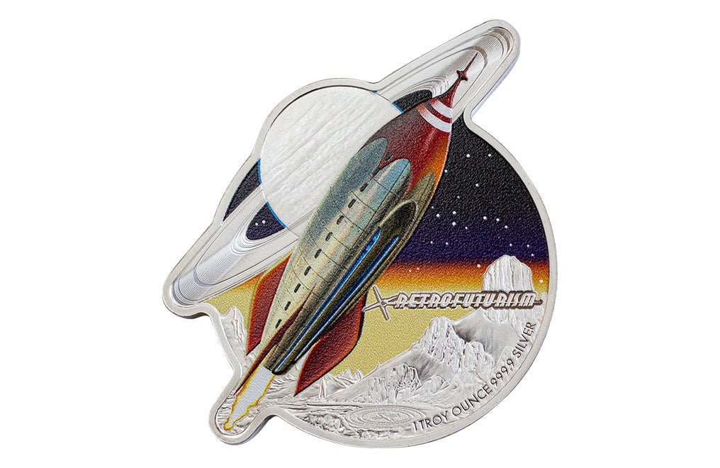 2021 Pamp Colorized Retrofuturism Rocket Shaped 1 Ozt .999 Silver Coin Captain’s Chest Bullion