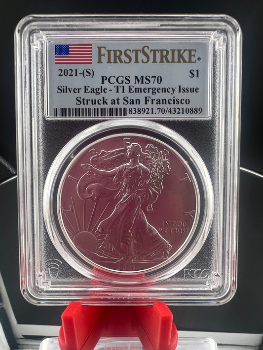 2021 S Silver Eagle Type1 Emergency Issue Pcgs Ms70 Captain’s Chest Bullion