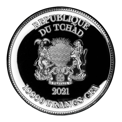 2021 Tchad St George Slays the Dragon 2 oz Silver Proof Coin