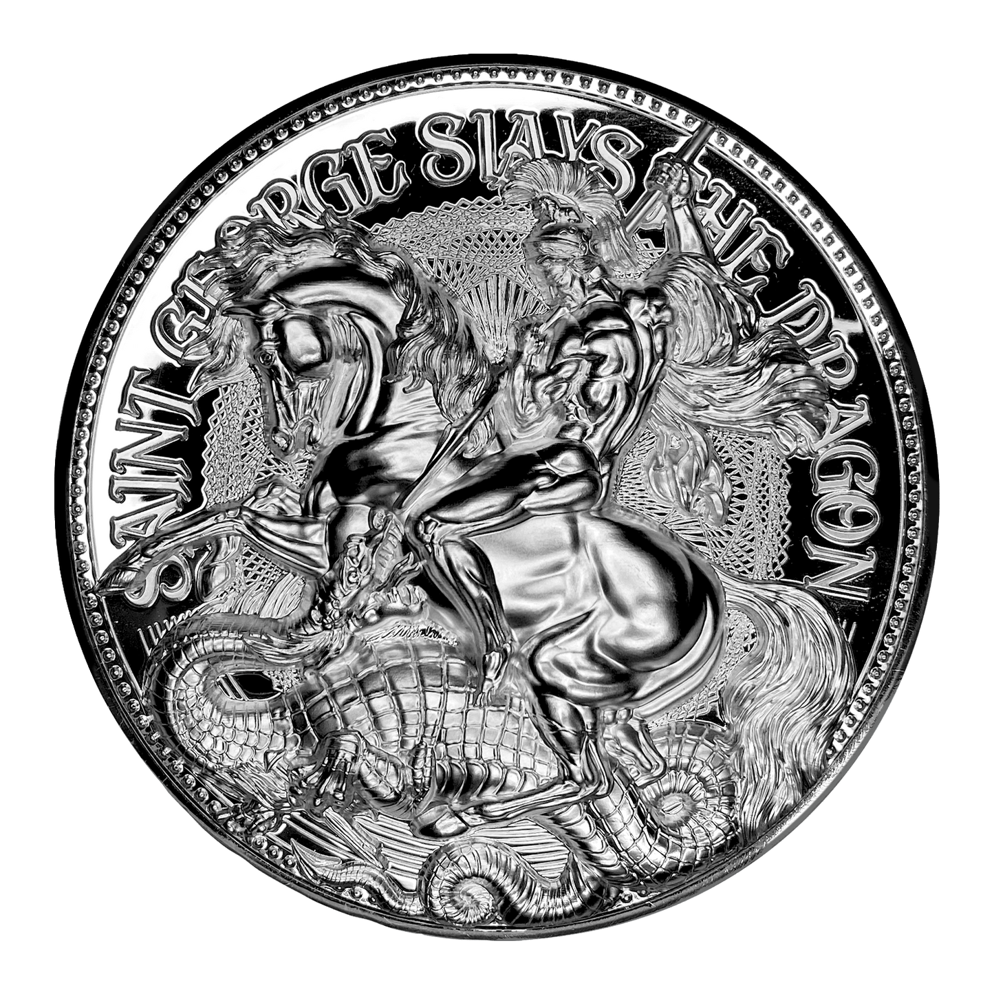 2021 Tchad St George Slays the Dragon 2 oz Silver Proof Coin