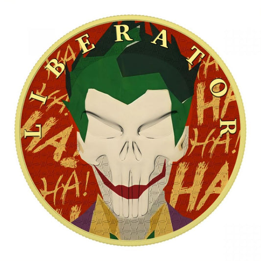 2021 The Dark Side Classic Joker Liberator Hero 1 Ozt .999 Silver Coin Captain’s Chest Bullion