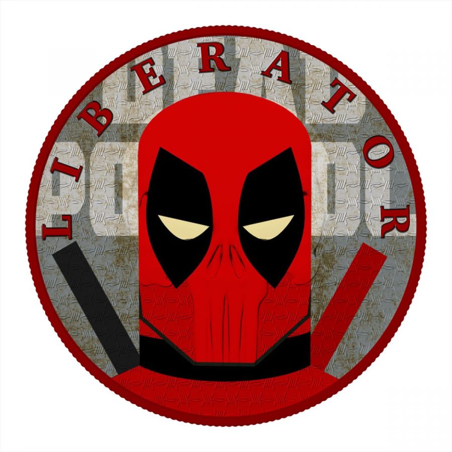 2021 The Dark Side Deadpool Liberator' Superhero 1 Ozt.999 Silver Coin Captain’s Chest Bullion