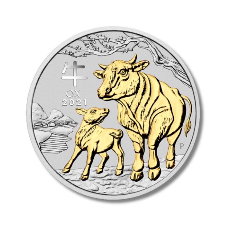 2021 Australia Lunar Year of the Ox Gilded 1oz Silver Coin NGC MS 70