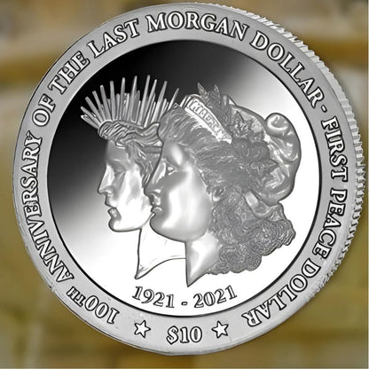 2021 BVI 100th Ann. Last Morgan & First Peace Dollar 2 oz .999 Silver Proof Coin