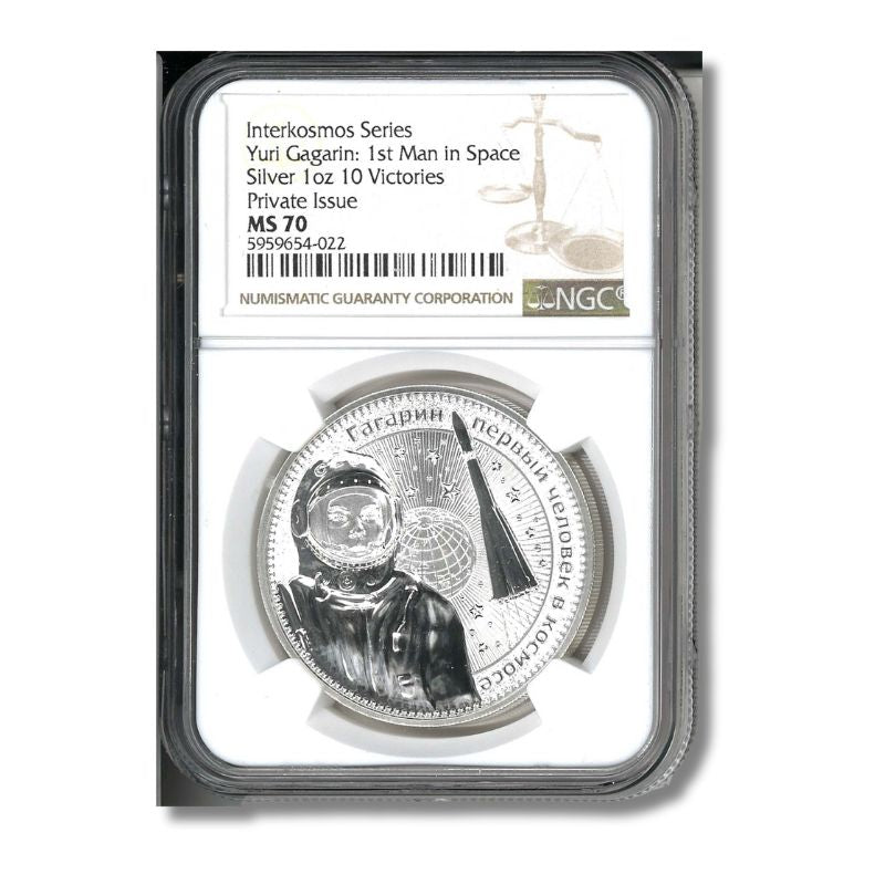 2021 Germania Mint Interkosmos Yuri Gagarin 1oz Silver Coin NGC MS 70