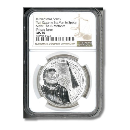 2021 Germania Mint Interkosmos Yuri Gagarin 1oz Silver Coin NGC MS 70