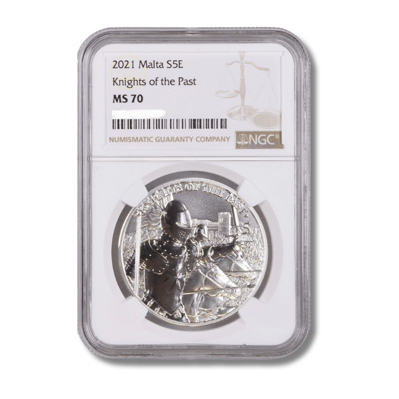 2021 Malta Knights of the Past 1oz Silver BU Coin NGC MS 70
