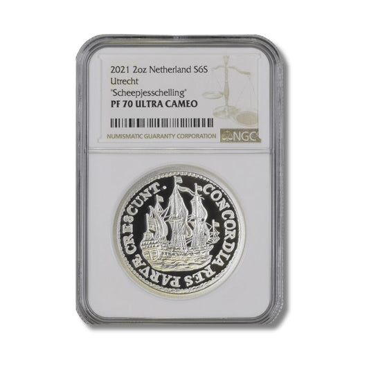 2021 Netherlands Ship Shilling 2oz Silver Proof Coin NGC PF 70 UCAM