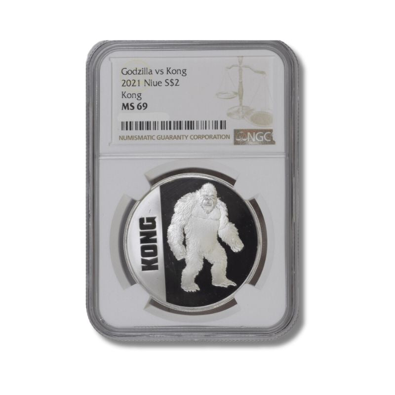 2021 Niue Godzilla vs. Kong King Kong 1oz Silver BU Coin NGC MS 69