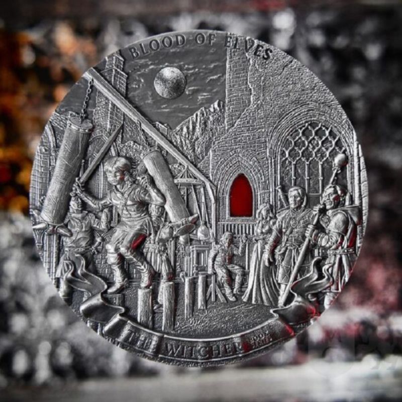 2021 Niue The Witcher Book Series – Blood of Elves Kilo Silver High Relief Antique Finish Coin